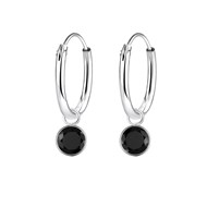 Boucles d'oreilles pendantes en argent 925 avec oxyde de zirconium noir