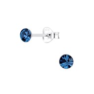 Boucles d'oreilles cristal bleu 4mm en argent 925