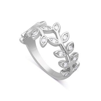Bague Argentée Floral Sertie