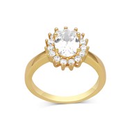 Bague Solitaire Oval Dorée