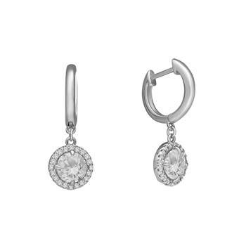 Boucles D'oreilles Argentées Serties Zirconium Blanc