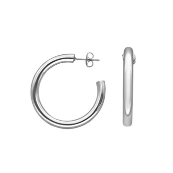 Zilveren hoepel oorbellen Buisdiameter 36mm