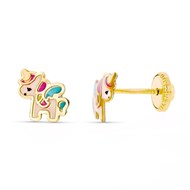 Boucles Or Jaune Motif Licorne - Fille