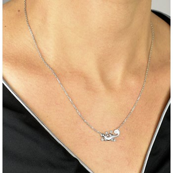 Silver 925 Rhodium salamander necklace