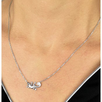 Silver 925 Rhodium salamander necklace