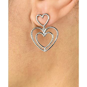 Boucles d'oreilles 3 coeurs Argent 925 Rhodié