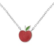 Collier pomme émail coloré rouge et vert Argent 925 Rhodié