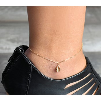 Verguld 750 3 micron schelp enkelbandje cauri hanger