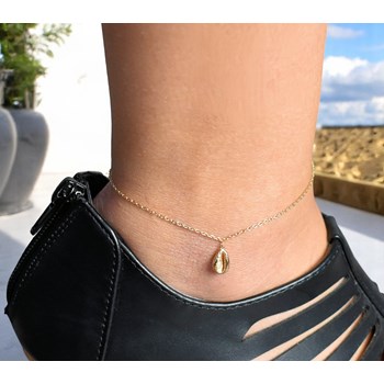 Verguld 750 3 micron schelp enkelbandje cauri hanger