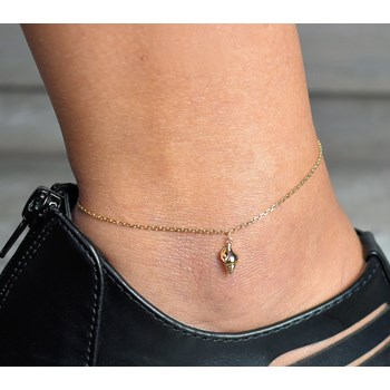 Schelp enkelbandje hanger verguld 750 3 micron