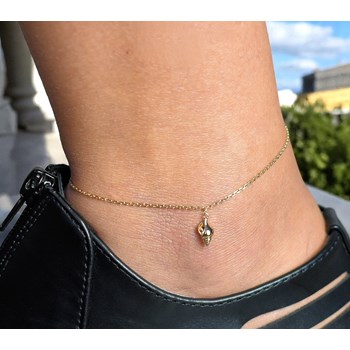 Schelp enkelbandje hanger verguld 750 3 micron