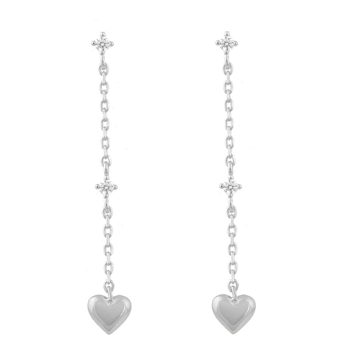 Boucles d'oreilles coeur oxyde de zirconium Argent 925 Rhodié