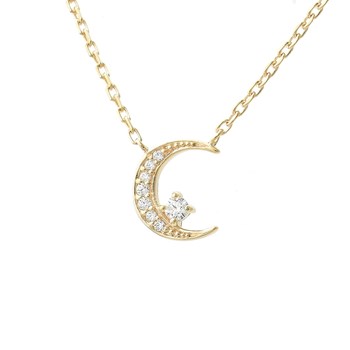 Collier croissant de lune et oxyde de zirconium Plaqué OR 750 3 microns