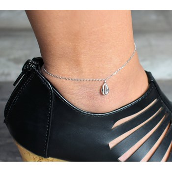 Enkelband ketting schelp cauri hanger Zilver 925 Gerhodineerd