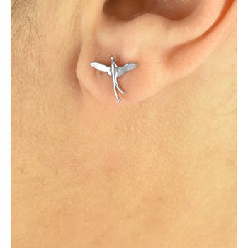 Boucles d'oreilles oiseau colombe Argent 925 Rhodié