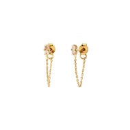 Boucles d'oreilles chaine petit modèle dorées à l'or fin cristal PALACE