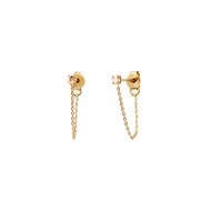 Boucles d'oreilles chaine dorées à l'or fin cristal PARIS