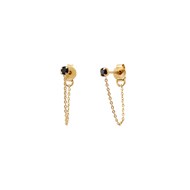 Boucles d'oreilles chaine dorées à l'or fin cristal PARIS