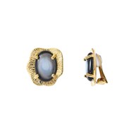 Boucles d'oreilles dorées à l'or fin nacre grise SWANN