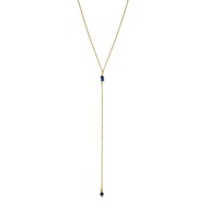 Collier cravate longue doré à l'or fin lapis lazuli VENUS