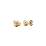 Boucles d'oreilles dorées à l'or fin cristal ELEVEN