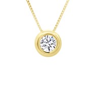 Collier solitaire - Or Jaune - Orné d'un Oxyde de Zirconium 3 mm serti Clos