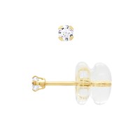 Boucles D'Oreilles Puces - Or Jaune - Ornées d'Oxydes de Zirconium 2 mm serti Griffe