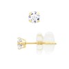 Boucles D'Oreilles Puces - Or Jaune - Ornées d'Oxydes de Zirconium 3 mm serti Griffe - vue V1