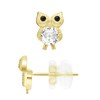 Boucles d'Oreilles Fantaisie - Hibou - Serties d'Oxydes de Zirconiums - Or Jaune - vue V1