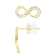 Boucles d'Oreilles - Infinity Orné d'Oxydes de Zirconiums - Or Jaune