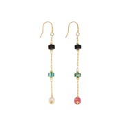 Boucles pierres multico dorées à l'or fin 24k JULIA