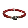 Bracelet Perles Heishi Pierres Naturelles Agate Rouge Jaspe Sésame Bouddha Acier-XS-14cm - vue V1