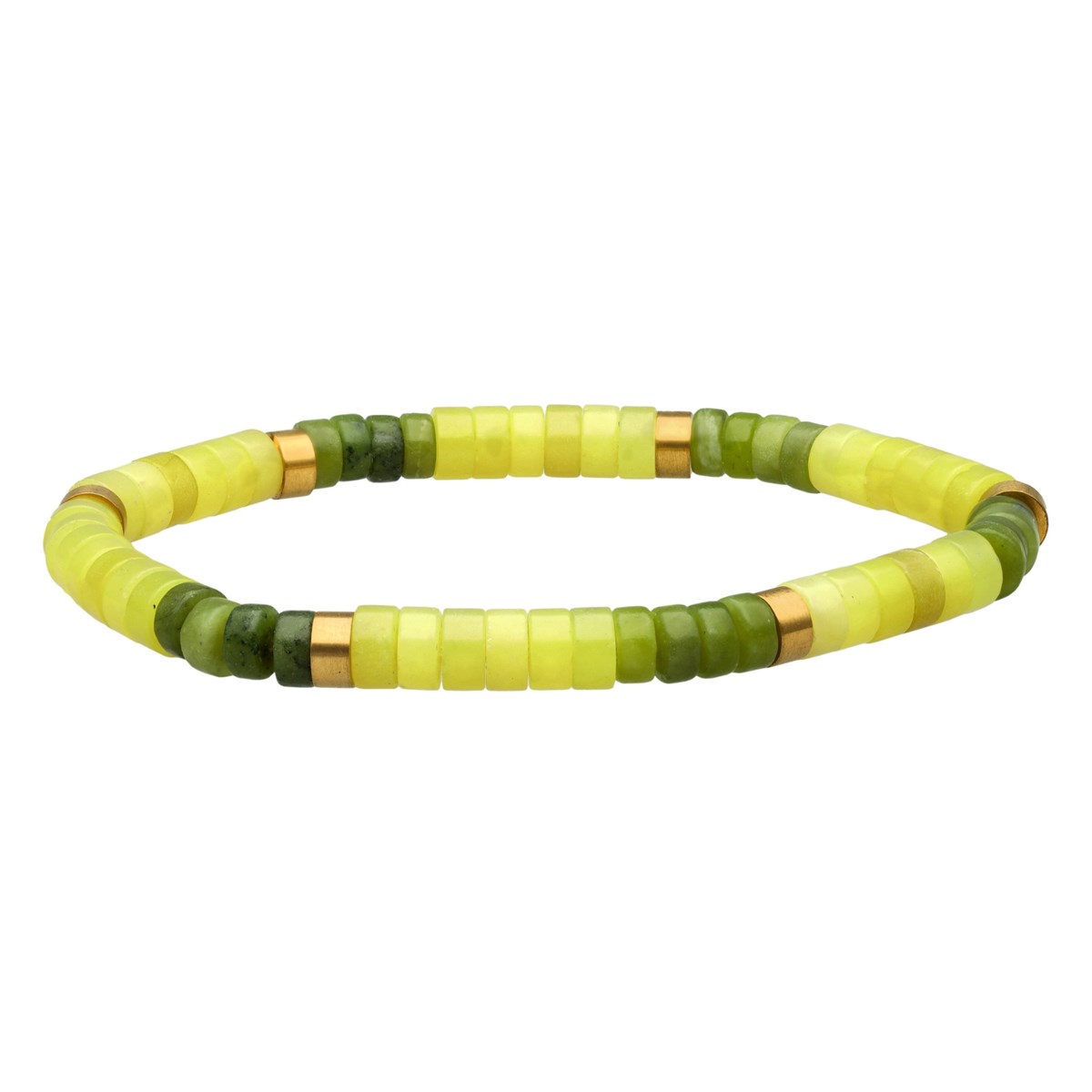 Bracelet Perles Heishi En Jaspe Jaune Et Jaspe Vert