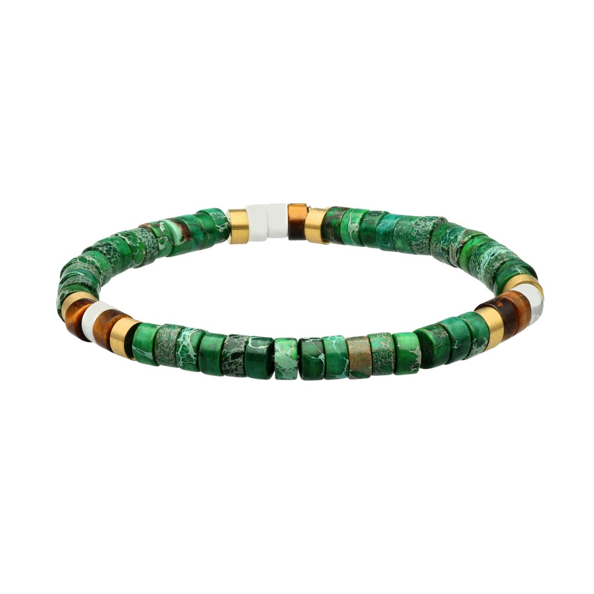 Bracelet Perles Heishi Jaspe Vert oeil De Tigre