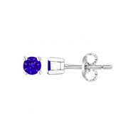 Boucles d'oreilles puces en Argent avec oxyde de zirconium bleu saphir