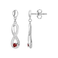 Boucles d'oreilles pendantes en Argent avec oxyde de zirconium rouge rubis