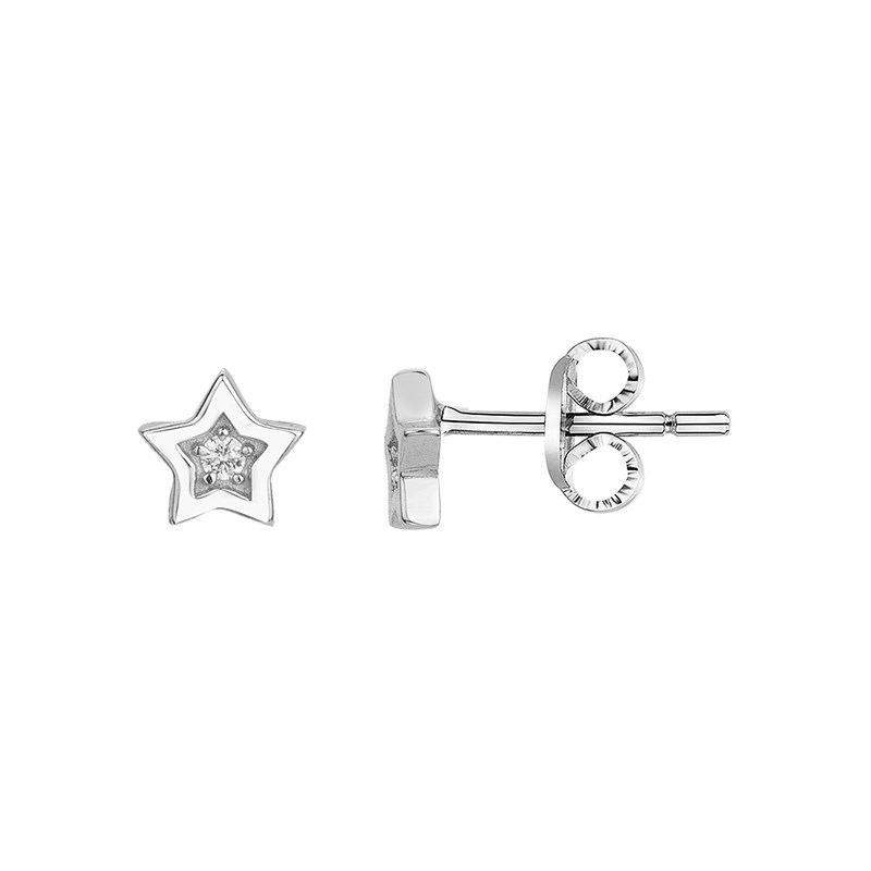 Boucles d'oreilles puces en Argent avec oxyde de zirconium blanc