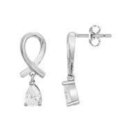 Boucles d'oreilles pendantes en Argent avec oxyde de zirconium blanc