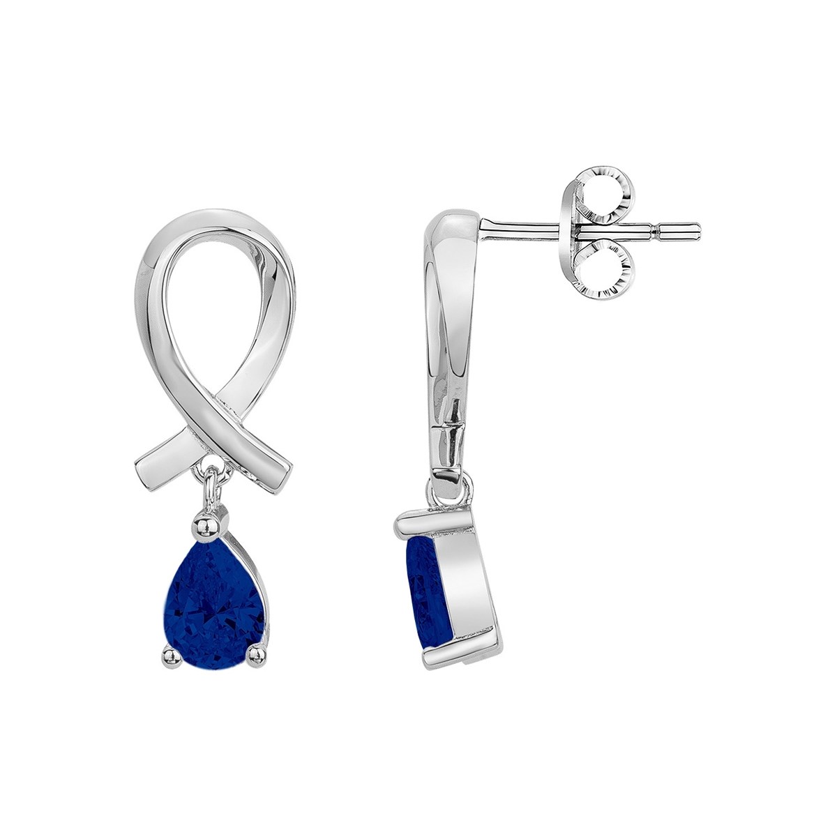 Boucles d'oreilles pendantes en Argent avec spinelle bleu saphir