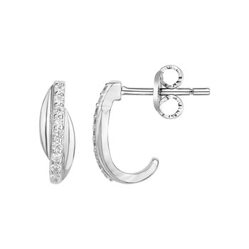 Demi-créoles en Argent avec oxyde de zirconium blanc