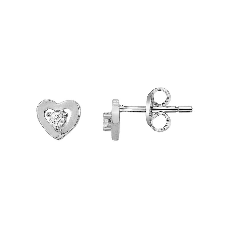 Boucles d'oreilles puces en Argent avec oxyde de zirconium blanc