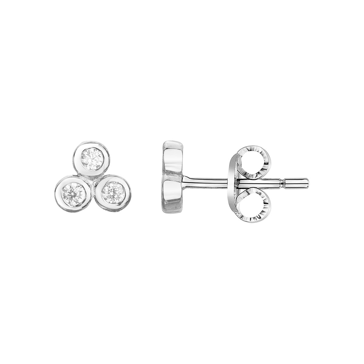 Boucles d'oreilles clous en Argent avec oxyde de zirconium blanc