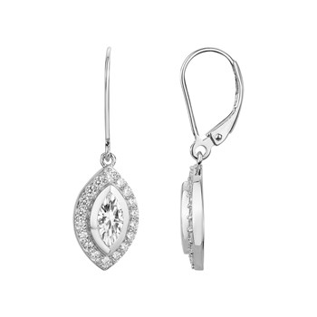 Boucles d'oreilles dormeuses en Argent avec oxyde de zirconium blanc