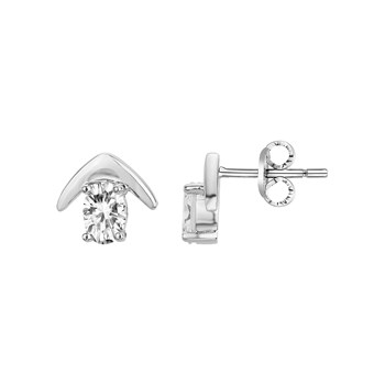 Boucles d'oreilles clous en Argent avec oxyde de zirconium blanc