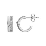 Demi-créoles en Argent avec oxyde de zirconium blanc