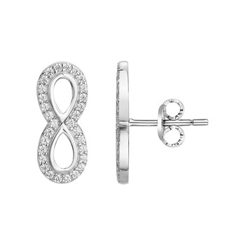 Boucles d'oreilles clous en Argent avec oxyde de zirconium blanc