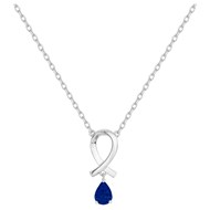 Collier mono-motif en Argent avec oxyde de zirconium bleu saphir