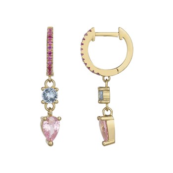 Créoles en Plaqué Or avec oxyde de zirconium multicolore