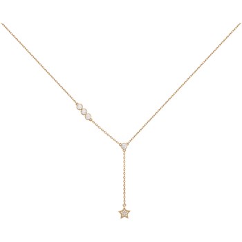 Collier Y en Plaqué Or avec oxyde de zirconium blanc