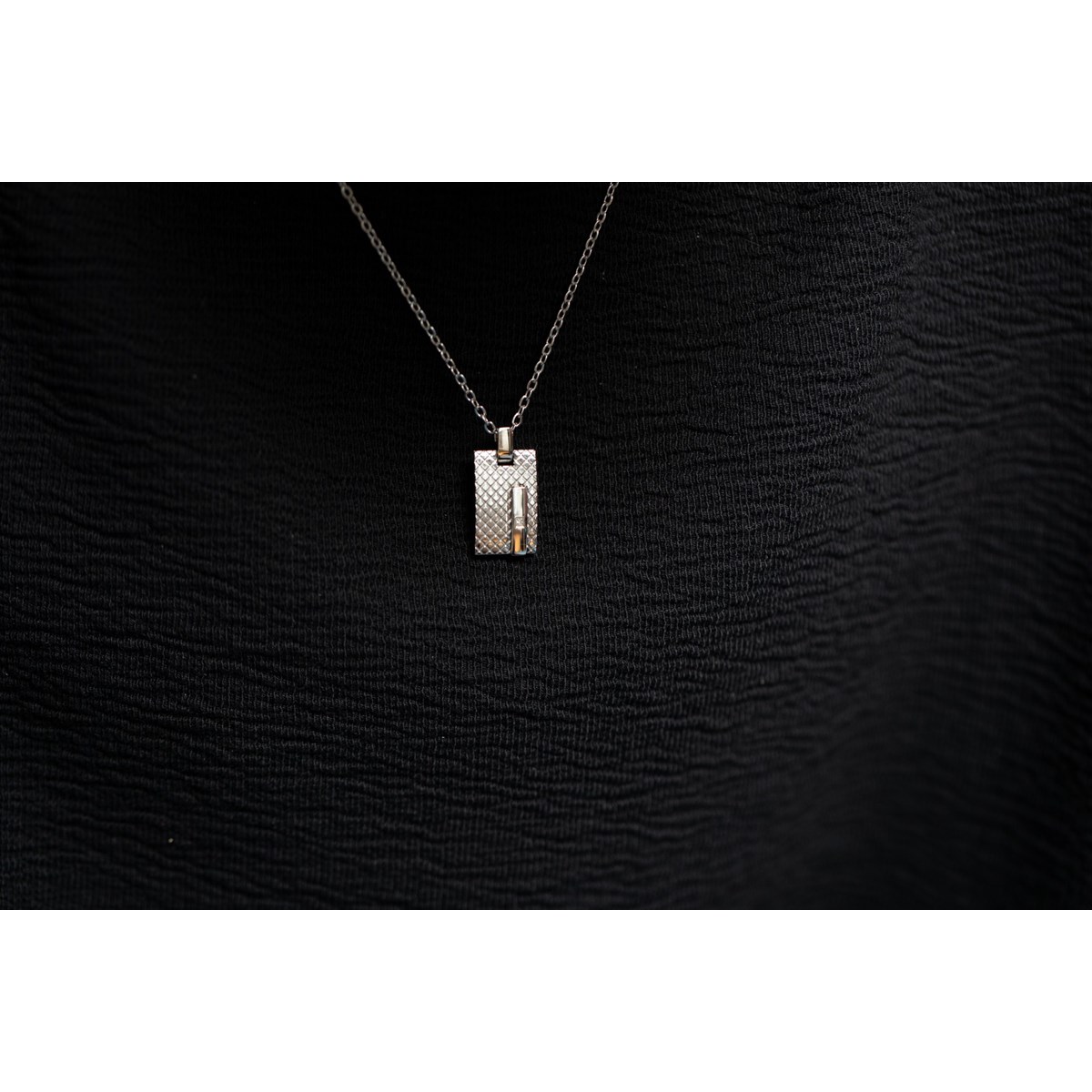 Collier mono-motif Balthazar en Acier 316L avec diamant blanc - vue 2